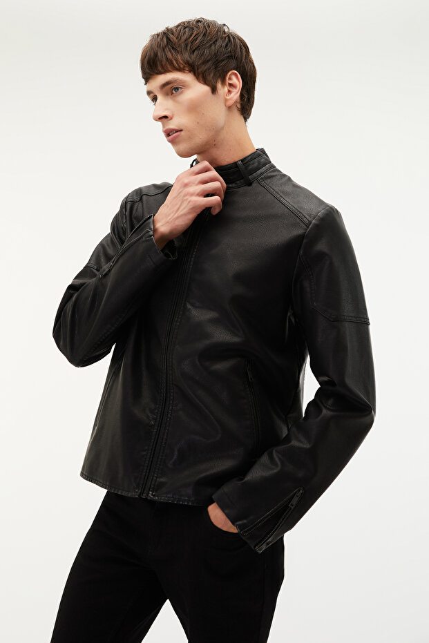 DERİ GÖRÜNÜMLÜ CEKET - 2