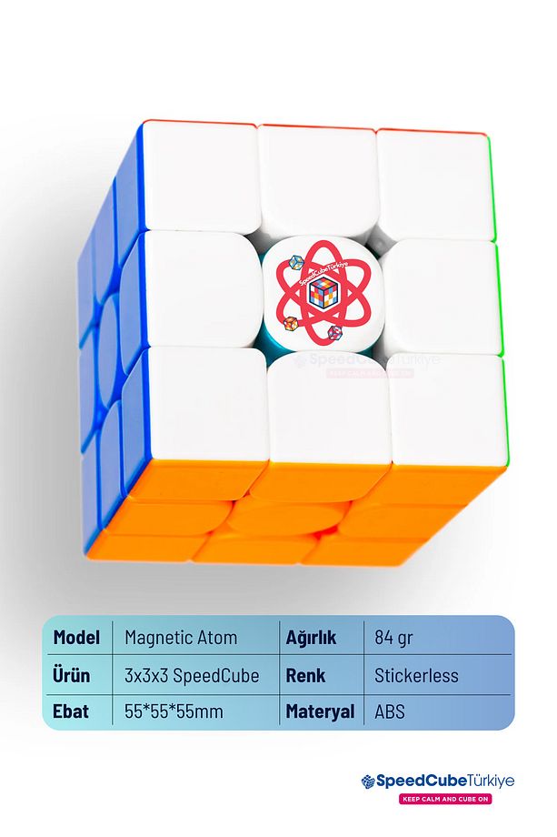 Atom 3x3 Profesyonel Manyetik Mıknatıslı Rubik Küp Akıl Küpü Zeka Küpü Speedcube Canlı Renkler - 5
