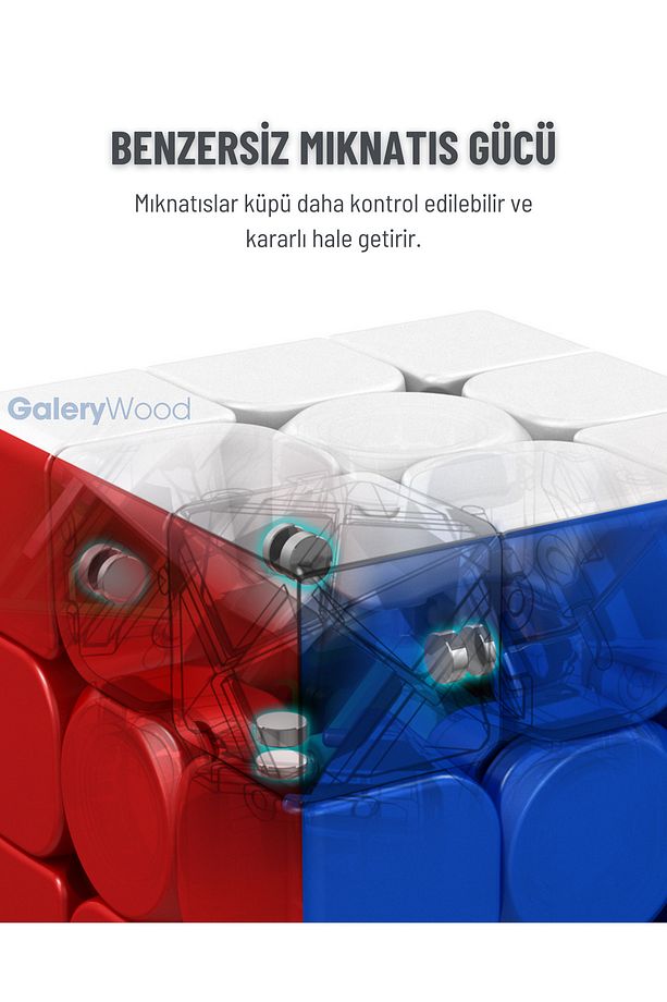 Atom 3x3 Profesyonel Manyetik Mıknatıslı Rubik Küp Akıl Küpü Zeka Küpü Speedcube Canlı Renkler - 4