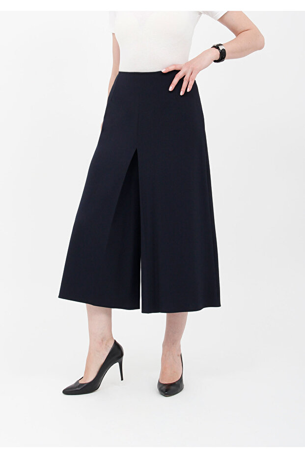 Full Length A-Line High Waist Navy Blue Wide Palazzo Pants