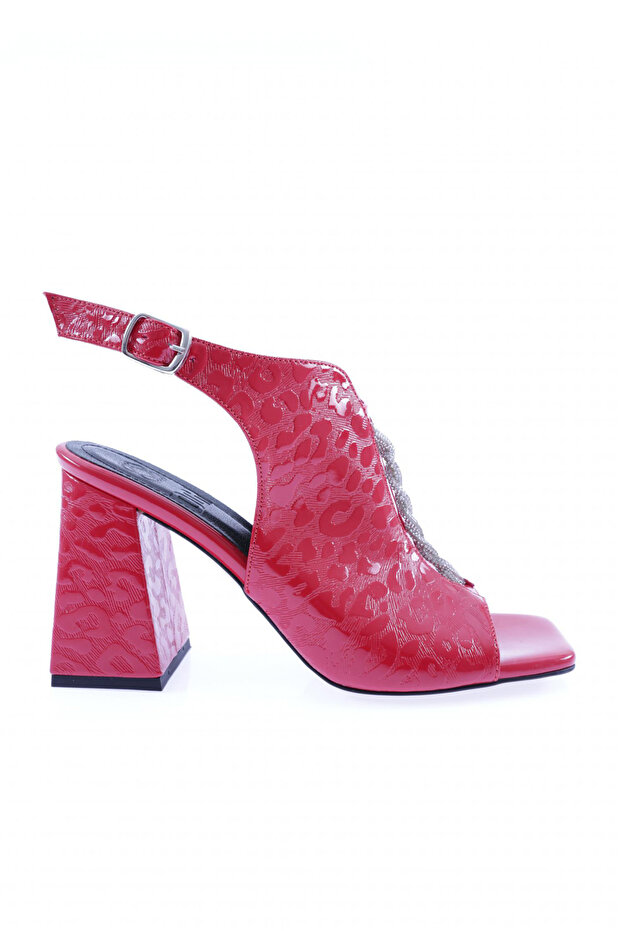 08-23y Women's Silver Stoned Twisted Heeled Sandals
