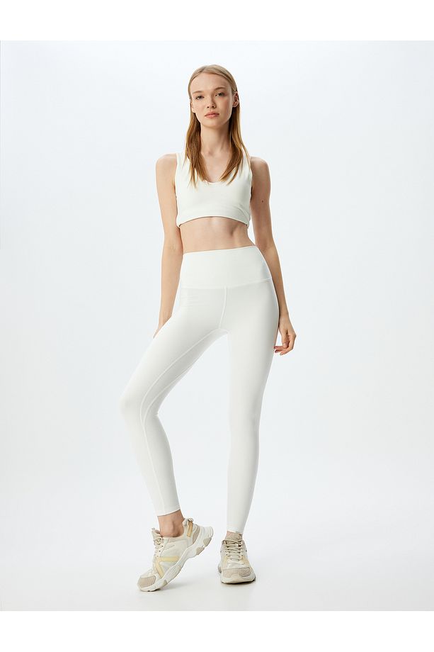 Spor Tayt Yüksek Bel Yumuşak Tuşe Slim Fit Interlok - 1