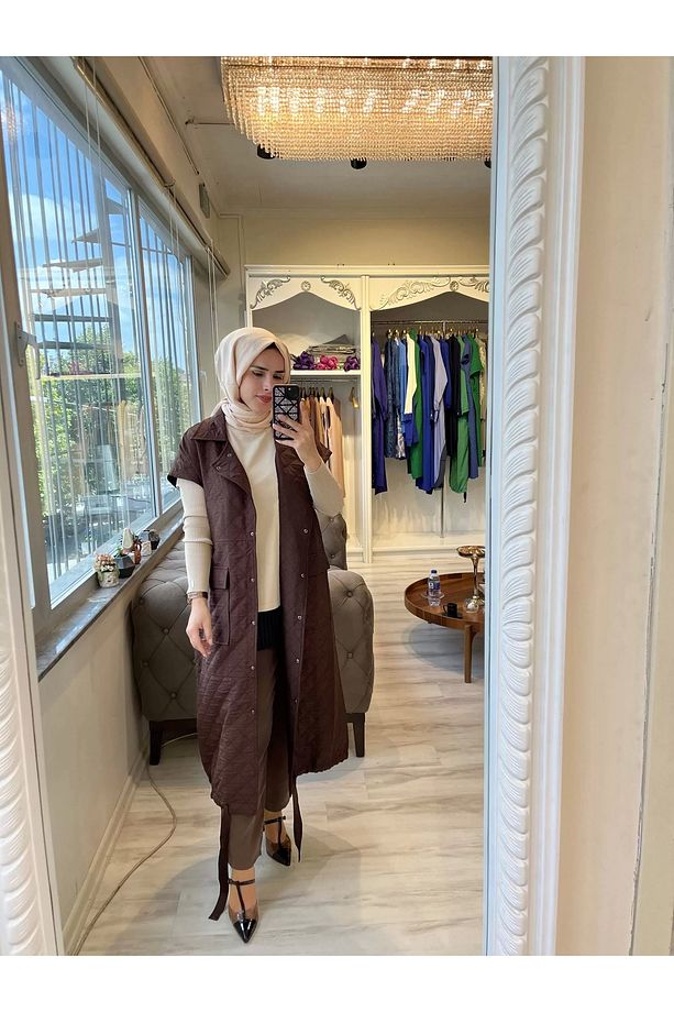 İNVEE 6915 Kahve Kapitone Yelek - 3