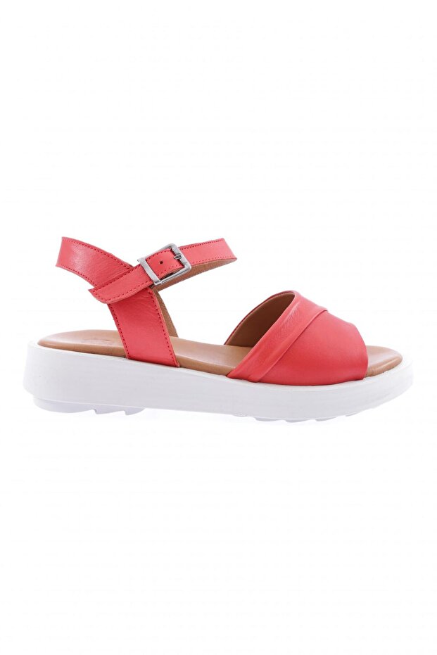 Women's Ankle Belt Strap Zenne Sandals Red Genuine Leather 86632110