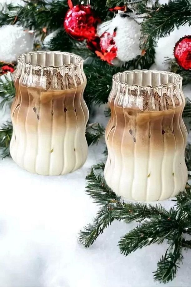 4'Lü Pipetli Sukabağı Şekli Latte Bardak Seti Iskandinav Tarz Cam Bardak Kahve Kokteyl Sunum Bardağı - 2