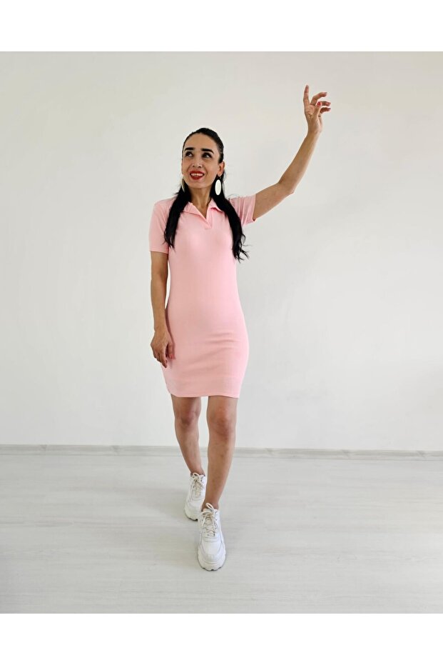 Ribbed Dress with Collar