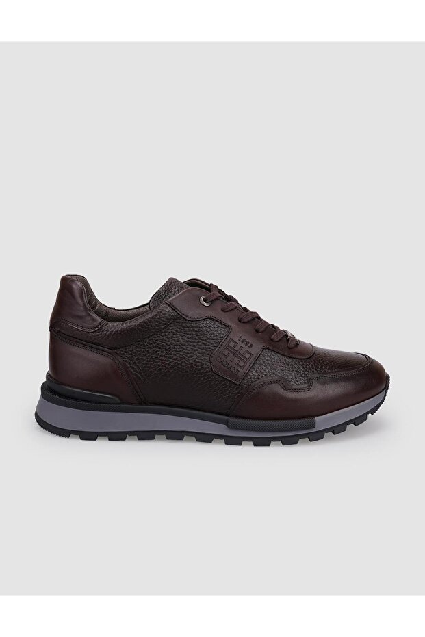 100% Genuine Leather Brown Lace-Up Men's Sports Shoes
