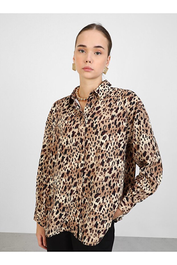 Leopar Desenli Gömlek - Refka - 2