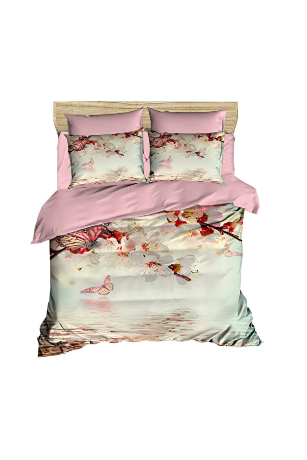 River and White Butterflies 3D Digital Double Duvet Cover Set