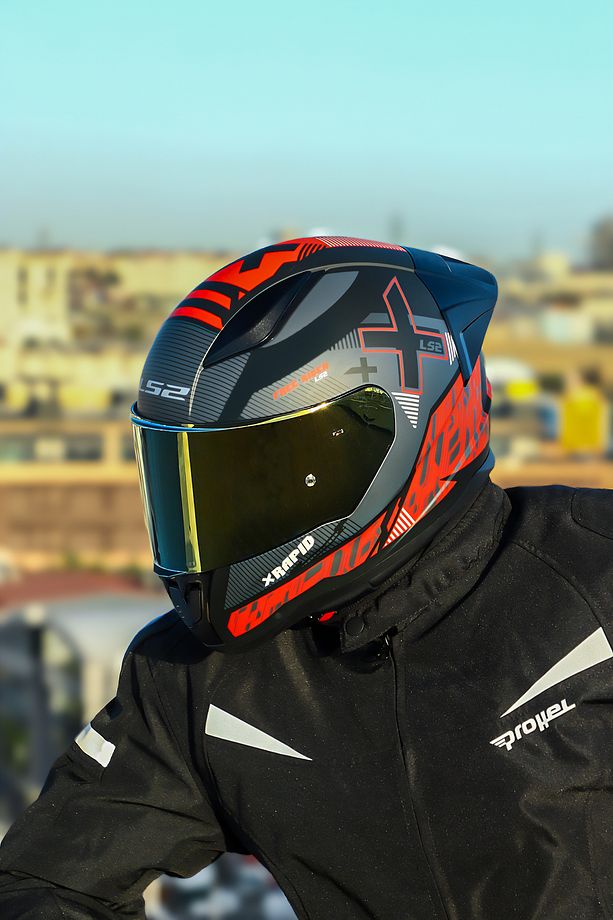 RAPID 2  XTREET MAT SİYAH-KIRMIZI KASK+SPOILER - 4
