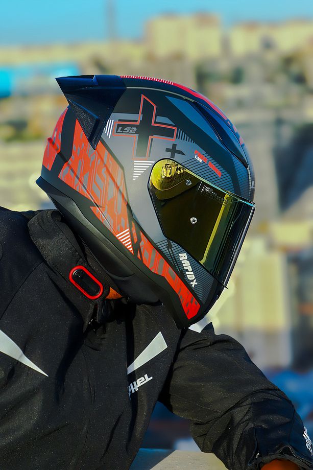 RAPID 2  XTREET MAT SİYAH-KIRMIZI KASK+SPOILER - 2