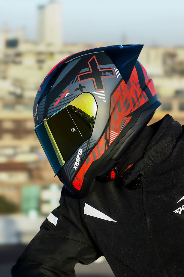 RAPID 2  XTREET MAT SİYAH-KIRMIZI KASK+SPOILER - 3