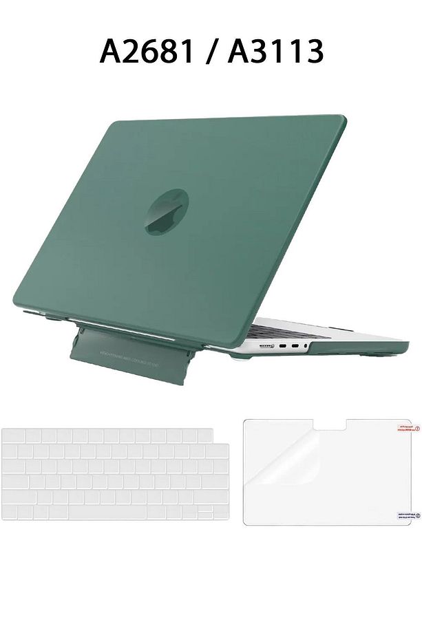 Macbook Air 13.6" M2-m3 Çip 2022/2024 A2681 A3113 Uyumlu Standlı Kılıf  Klavye Kılıfı Ekran Koruyucu - 9