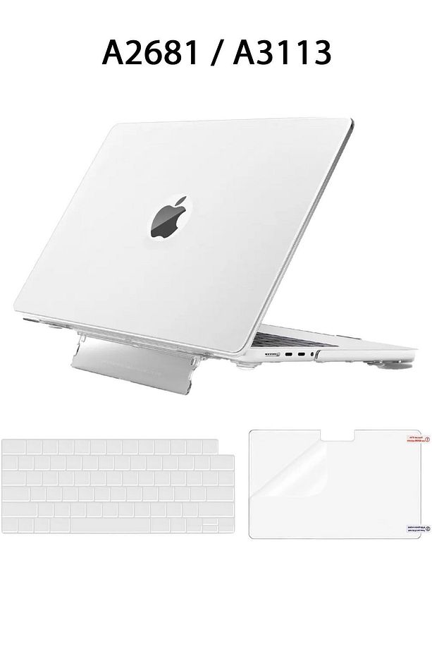 Macbook Air 13.6" M2-m3 Çip 2022/2024 A2681 A3113 Uyumlu Standlı Kılıf  Klavye Kılıfı Ekran Koruyucu - 9
