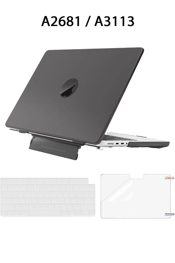 Macbook Air 13.6" M2-m3 Çip 2022/2024 A2681 A3113 Uyumlu Standlı Kılıf  Klavye Kılıfı Ekran Koruyucu - 9