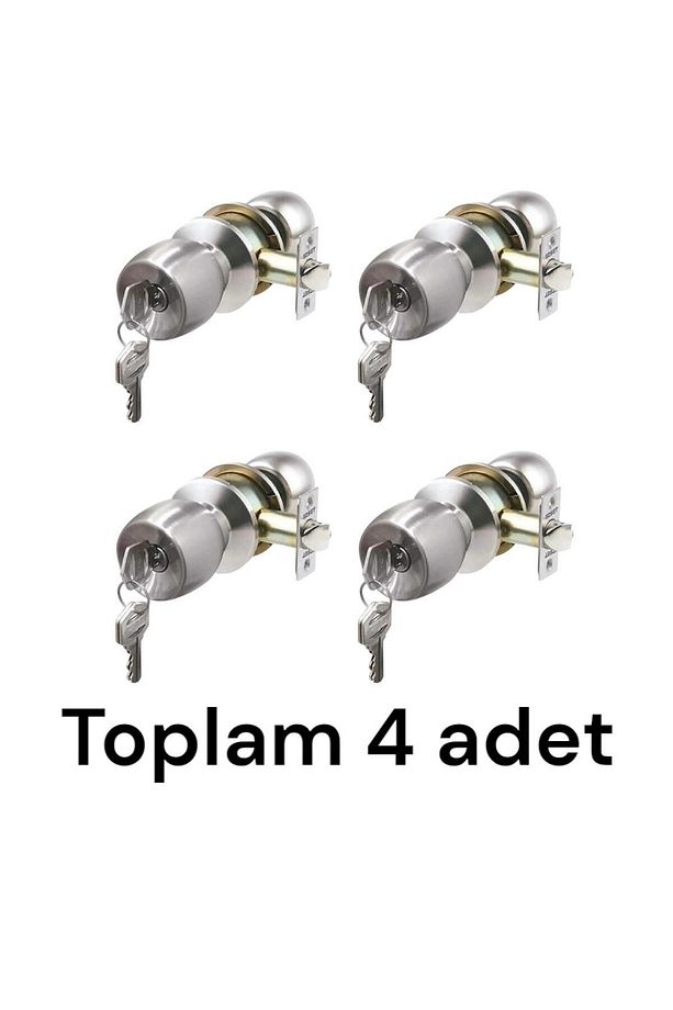 4 Adet Topuzlu Kapı Kolu Kilidi Otel Tipi Kapı Kolu Kilit Wc Banyo Kapı Kilidi - 1