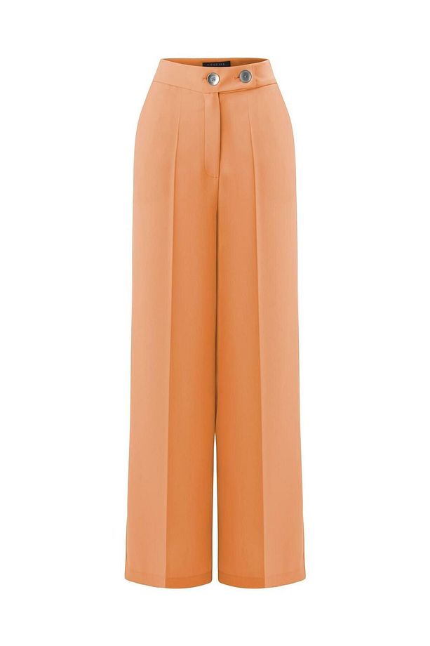 Yüksek Bel Bol Paça Krep Pantolon - 6