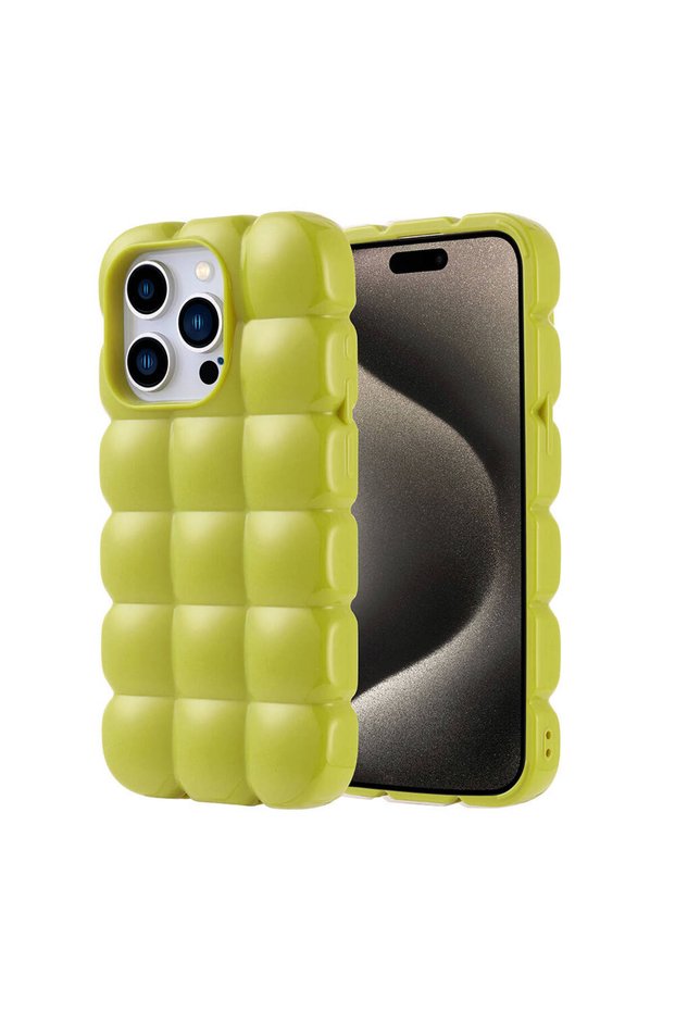 iPhone 15 Pro Case Glossy Flexible Silicone Zore Dom Dom Cover - Green