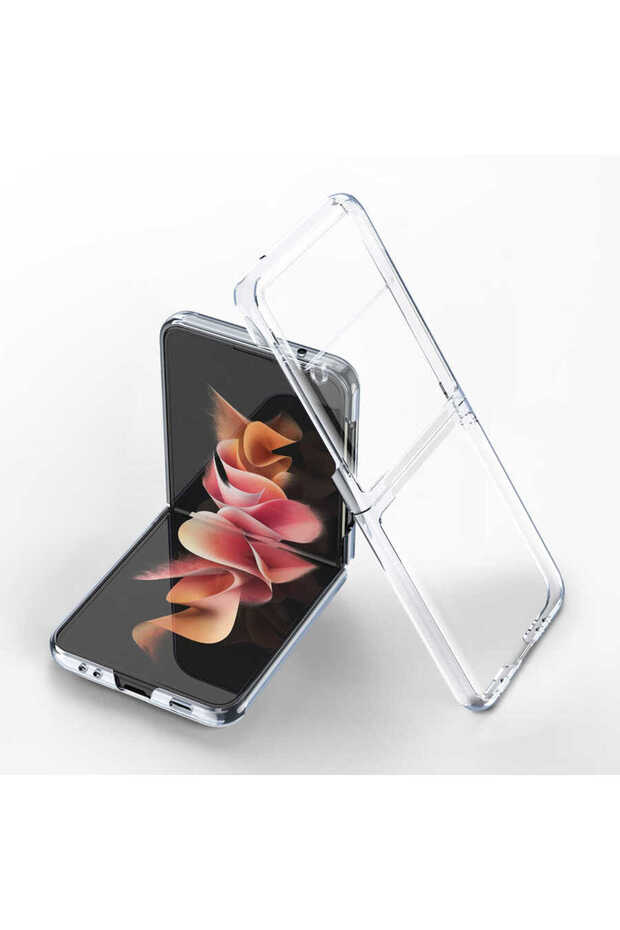 Samsung Galaxy Z Flip 3 Compatible Case Metal Edge View Full Protection Stylish Design Cover in Shape