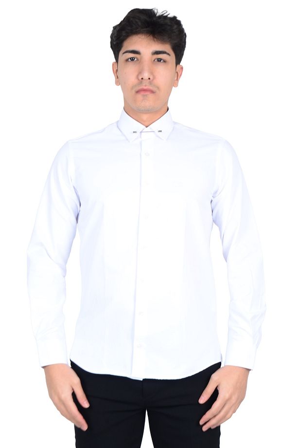 Cengiz Inler Yaka Iğneli Slim Fit Erkek Pamuk Gömlek - 2
