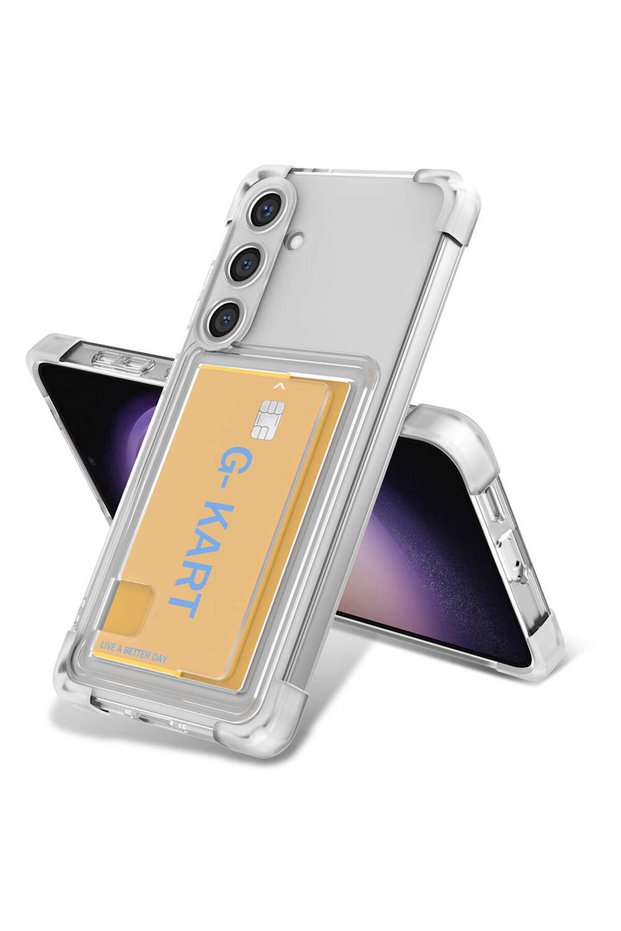 Case Compatible with Galaxy S24 Mobile Phone Airbag Design Transparent Card Holder G-Card Cover