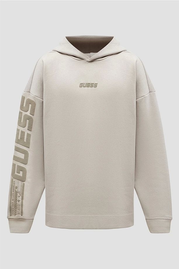 Erkek Önü Ve Kolları Logolu Oversize Krem Sweatshirt - 6