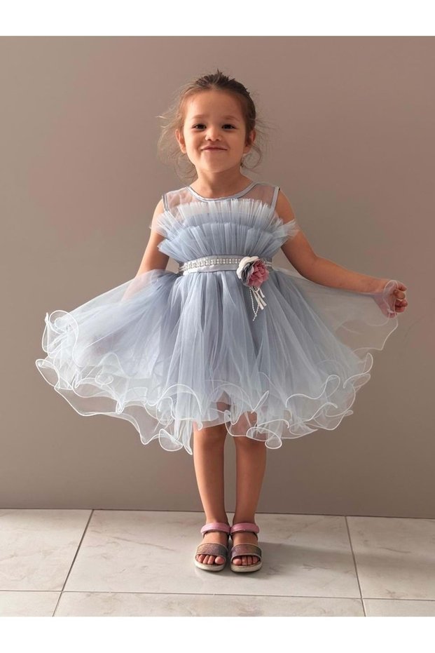 Girl's Tutu Vena Dress Mnk285 Blue