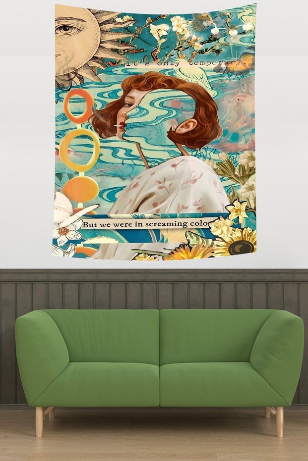 Girl's Colorful World Stain Resistant Fabric Wall Covering Wall Tapestry Tapestry