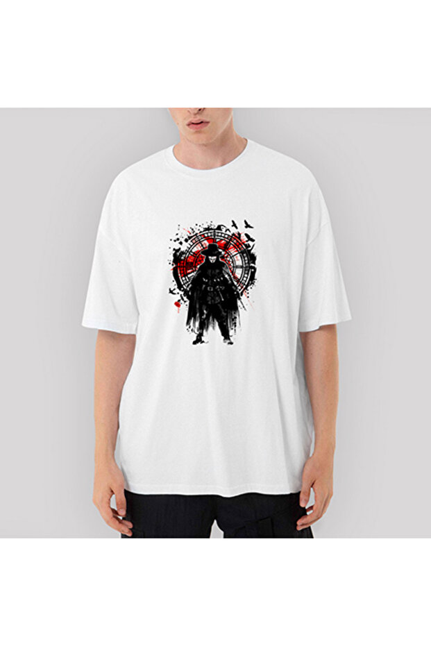 V for Vendetta Ροζ oversized Λευκό Μπλουζάκι - 1