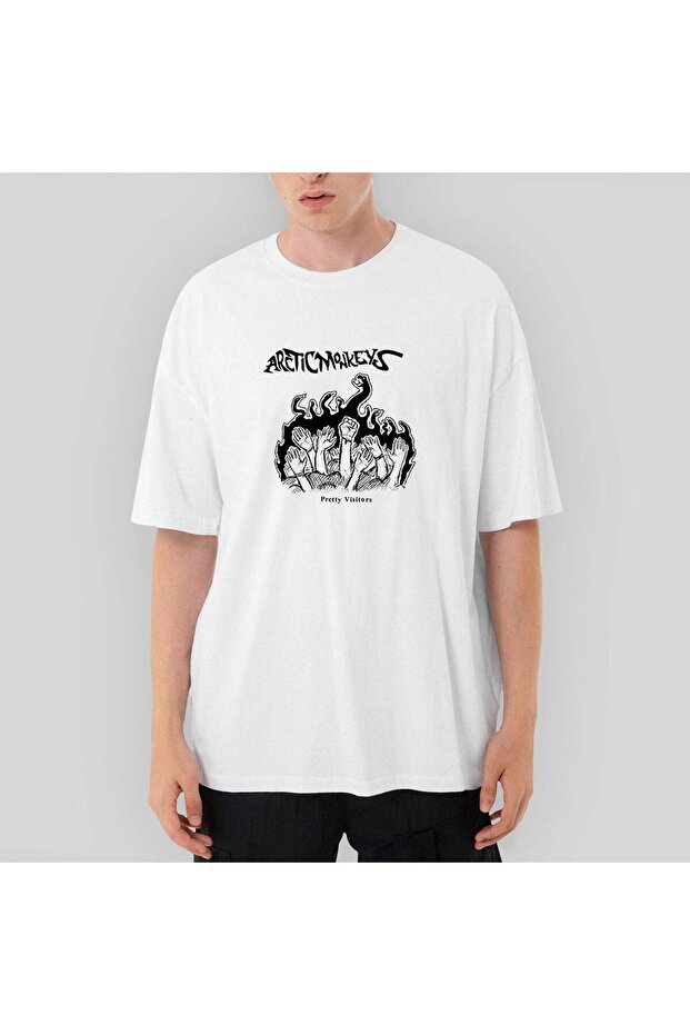Λευκό μπλουζάκι Arctic Monkeys Pretty Visitors oversized