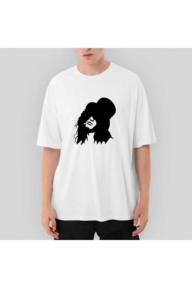 Tricou alb oversize Slash Portrait