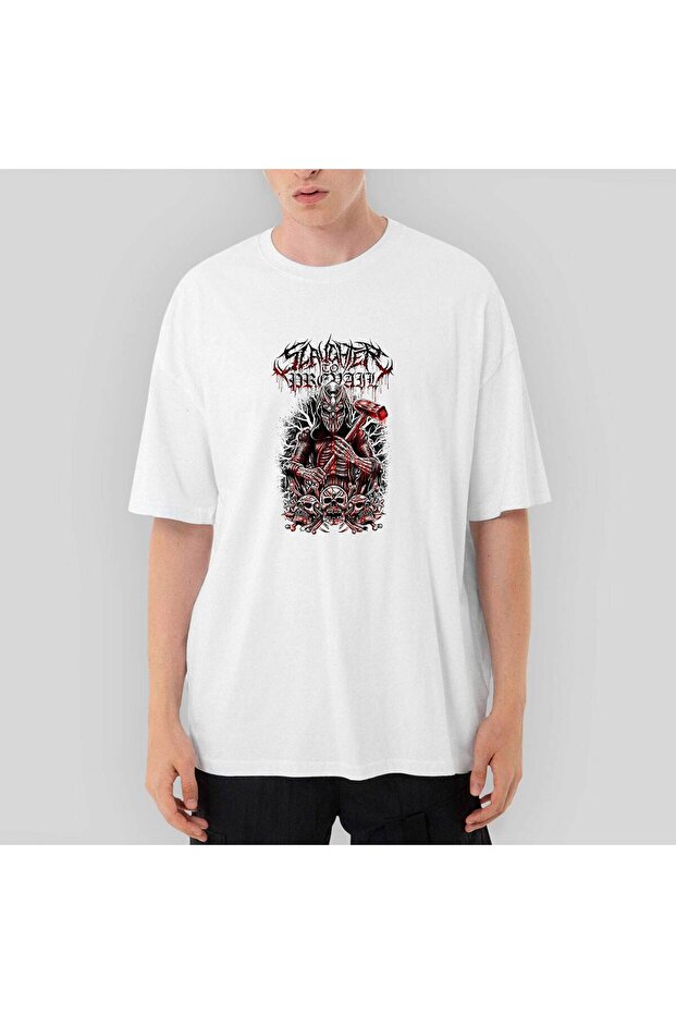 Slaughter To Prevail Skull Oversize White T-Shirt
