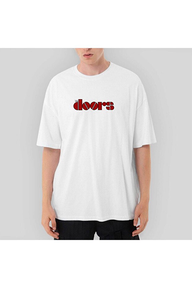 The Doors Logo Red Oversize White T-Shirt