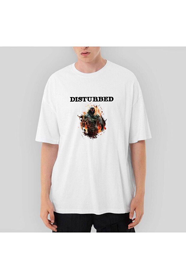 Λευκό μπλουζάκι Disturbed Monster oversized - 1