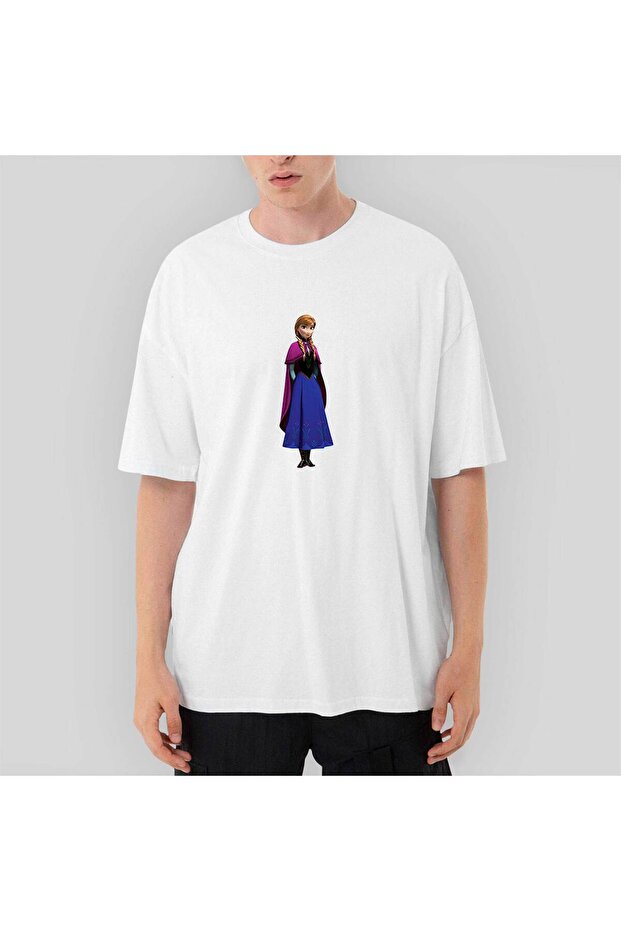 Frozen Anna Silhouette Oversize White T-Shirt