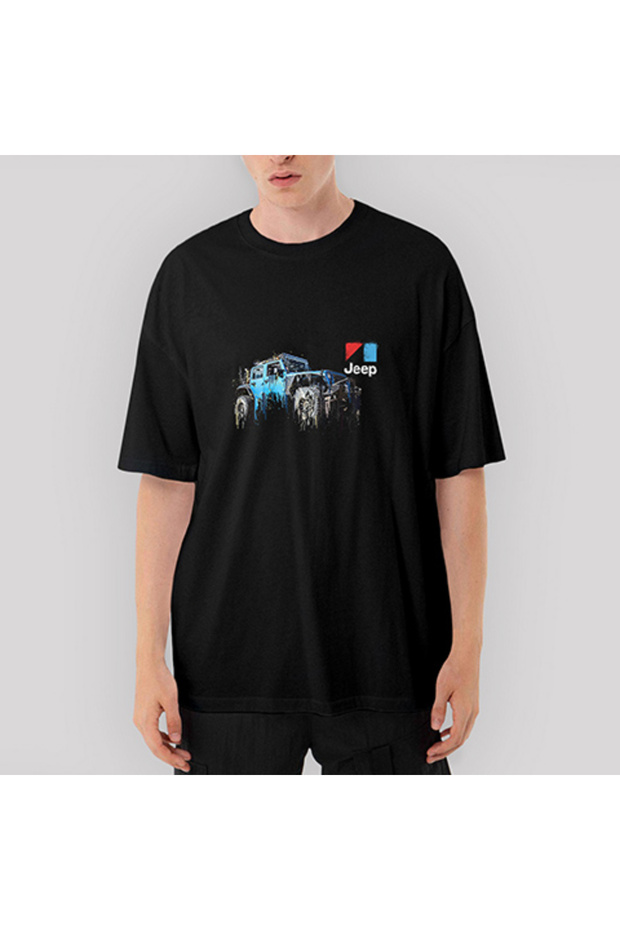 Flowing Jeep Oversize Black T-Shirt