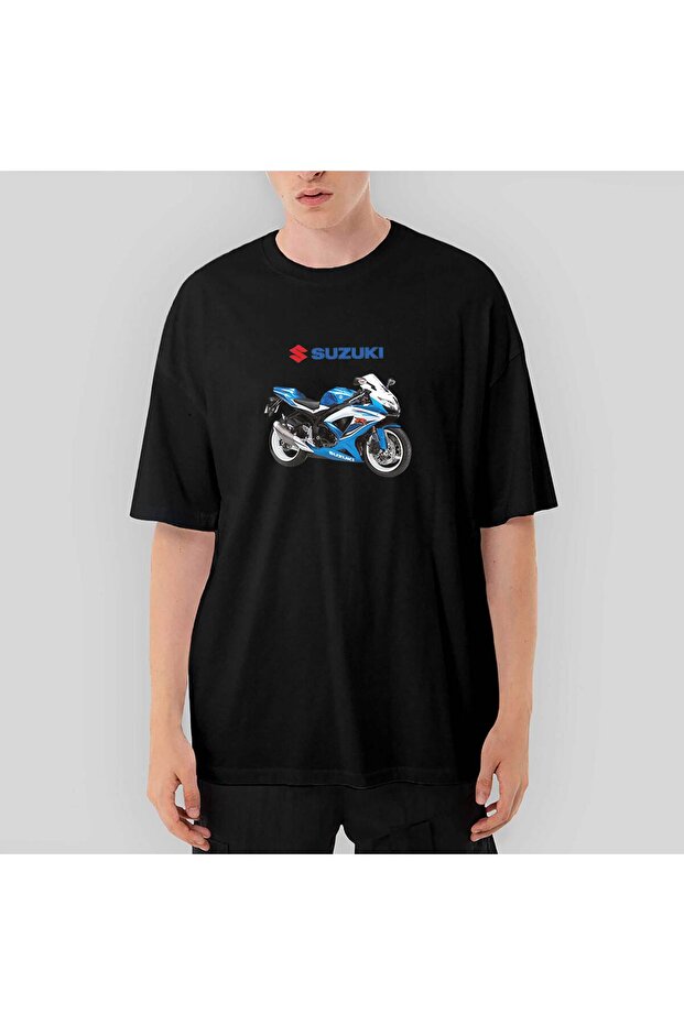 سوزوكي GSX R600 تي شيرت أسود كبير الحجم L