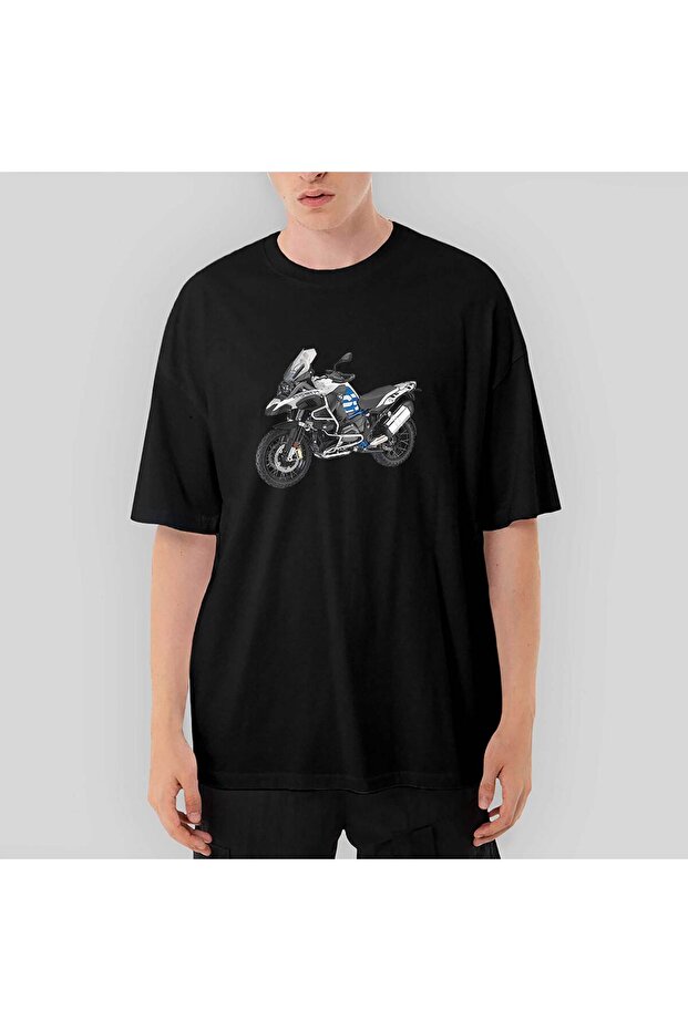Bmw Gs Blue Oversize Black T-Shirt