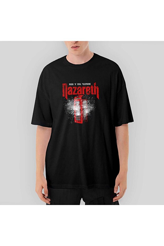 Nazareth Rock 'N' Roll Telephone Oversize Black T-Shirt XL
