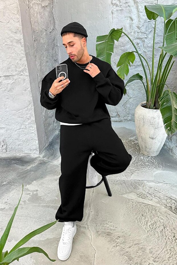 SİYAH Cozy Basic Oversize Sweat - 1