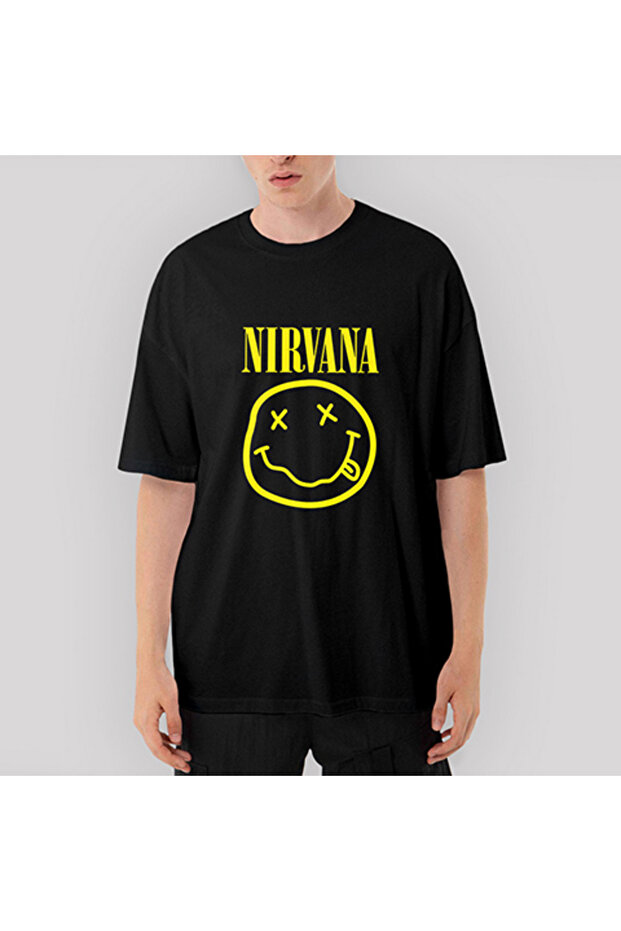 Μαύρο μπλουζάκι με λογότυπο Nirvana oversized - 1