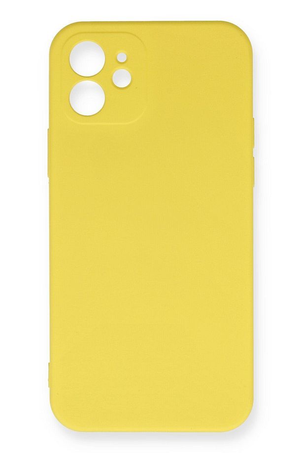 iPHONE 12 KILIF | içi kadife Lansman sOft Doku Silikon Kapak v7 | SARI - 1