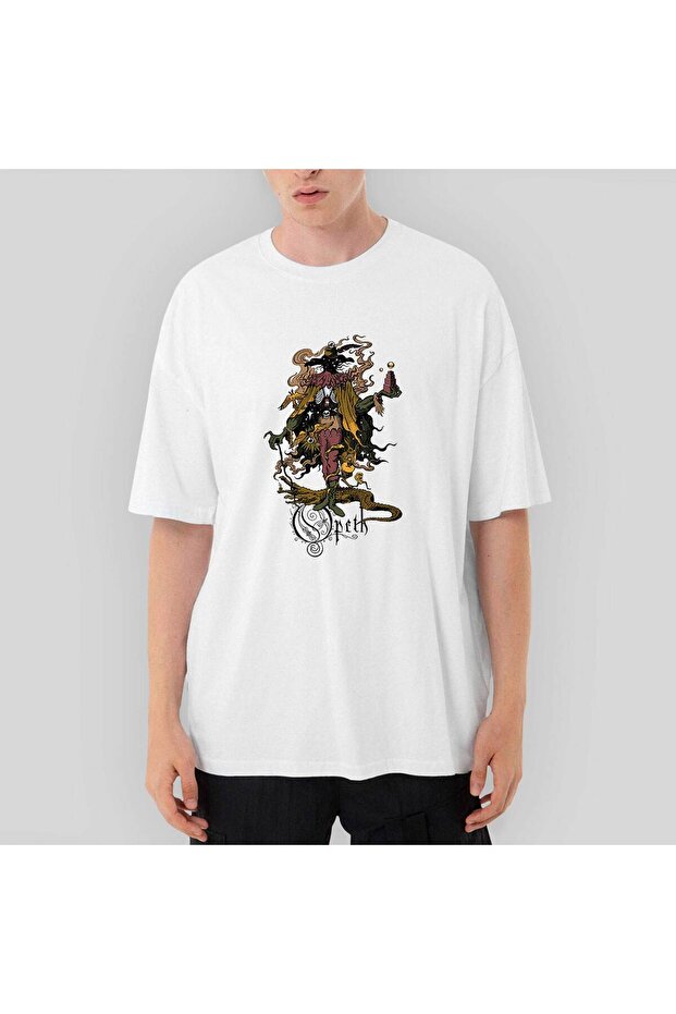Λευκό μπλουζάκι Opeth Sketch oversized - 1