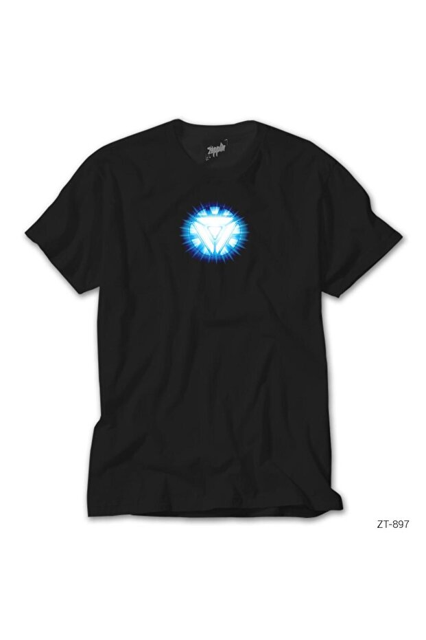 Iron Man Arc Reactor Black T-Shirt L