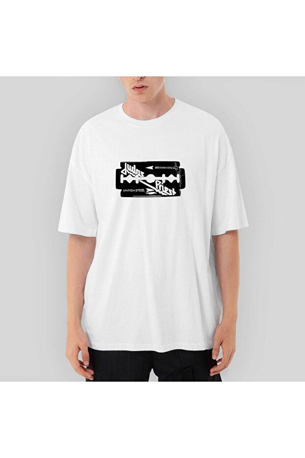 Judas Priest Black Steel Oversize White T-Shirt