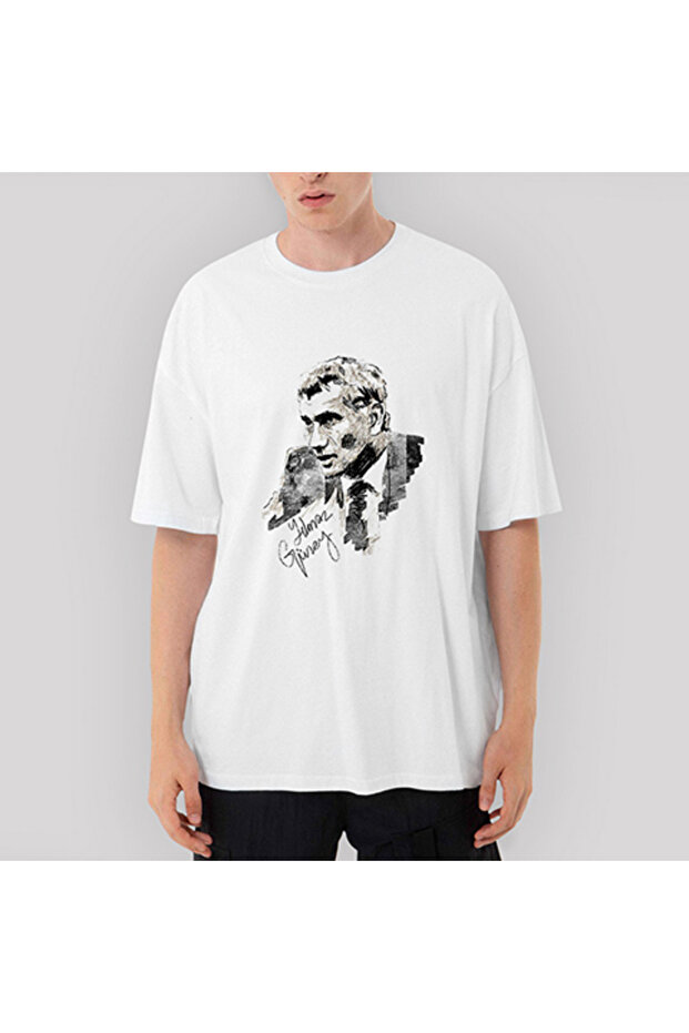 Λευκό μπλουζάκι Yılmaz Güney oversized - 1