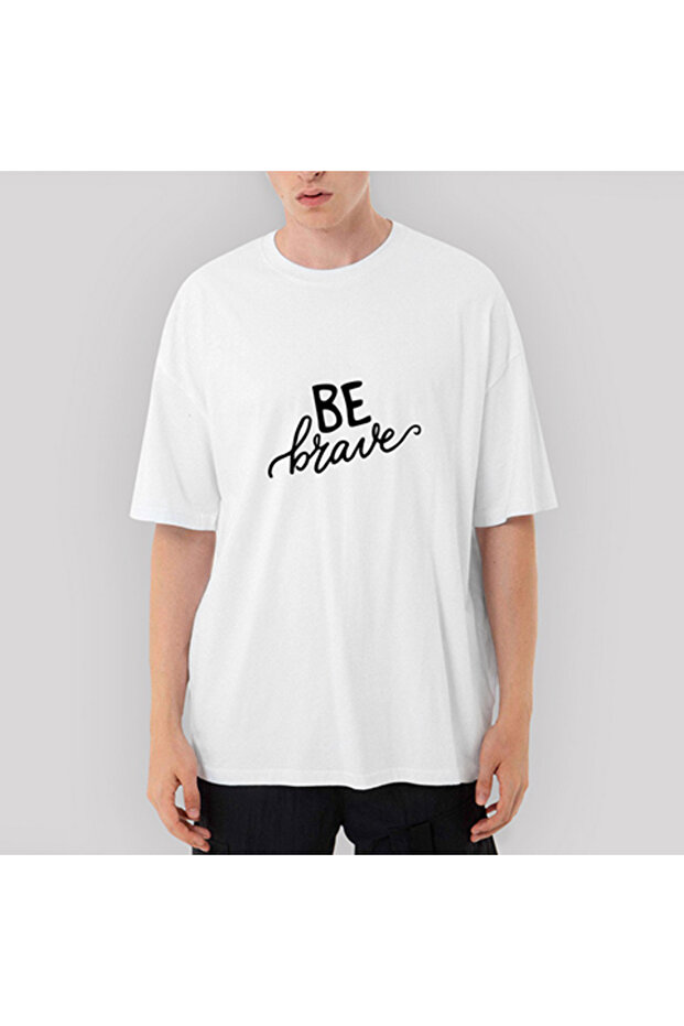 Λευκό μπλουζάκι Be Brave oversized - 1
