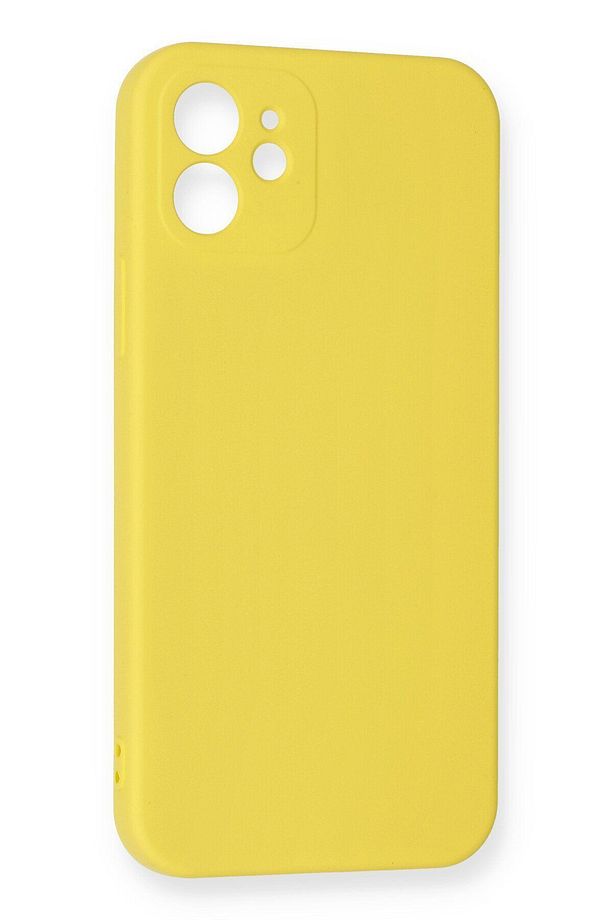 iPHONE 12 KILIF | içi kadife Lansman sOft Doku Silikon Kapak v7 | SARI - 3