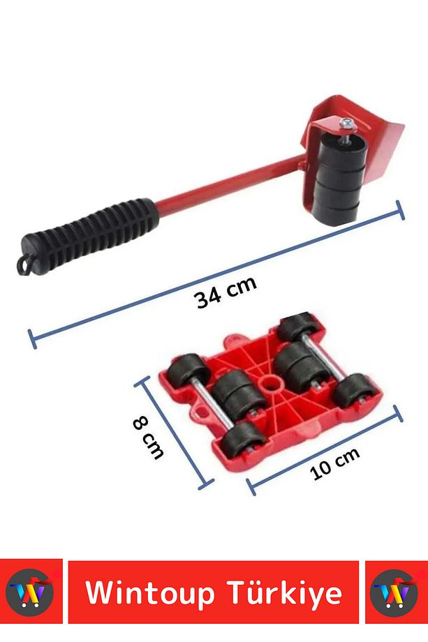Premium Seri Abs Plastik Tekerlekli Basit Ağır Beyaz Eşya Mobilya Kaydırma Aleti Aparatı Krikolu Set - 4