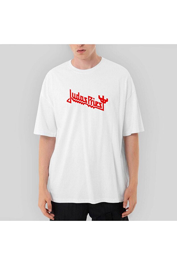 Judas Priest Logo 3 Oversize White T-Shirt